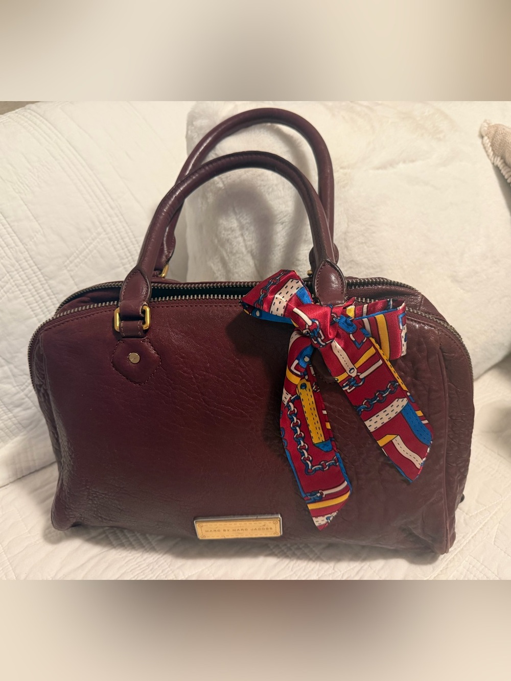 Marc Jacobs Burgundy Leather Satchel/Crossbody Bag  strap included 14.5x10